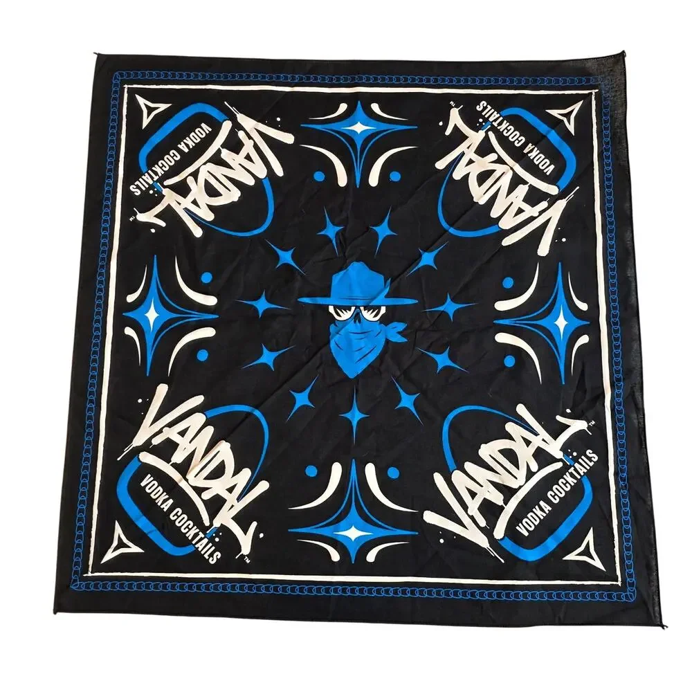 Vandal Vodka Cocktails Graphic Bandana Black Blue Promo Kerchief